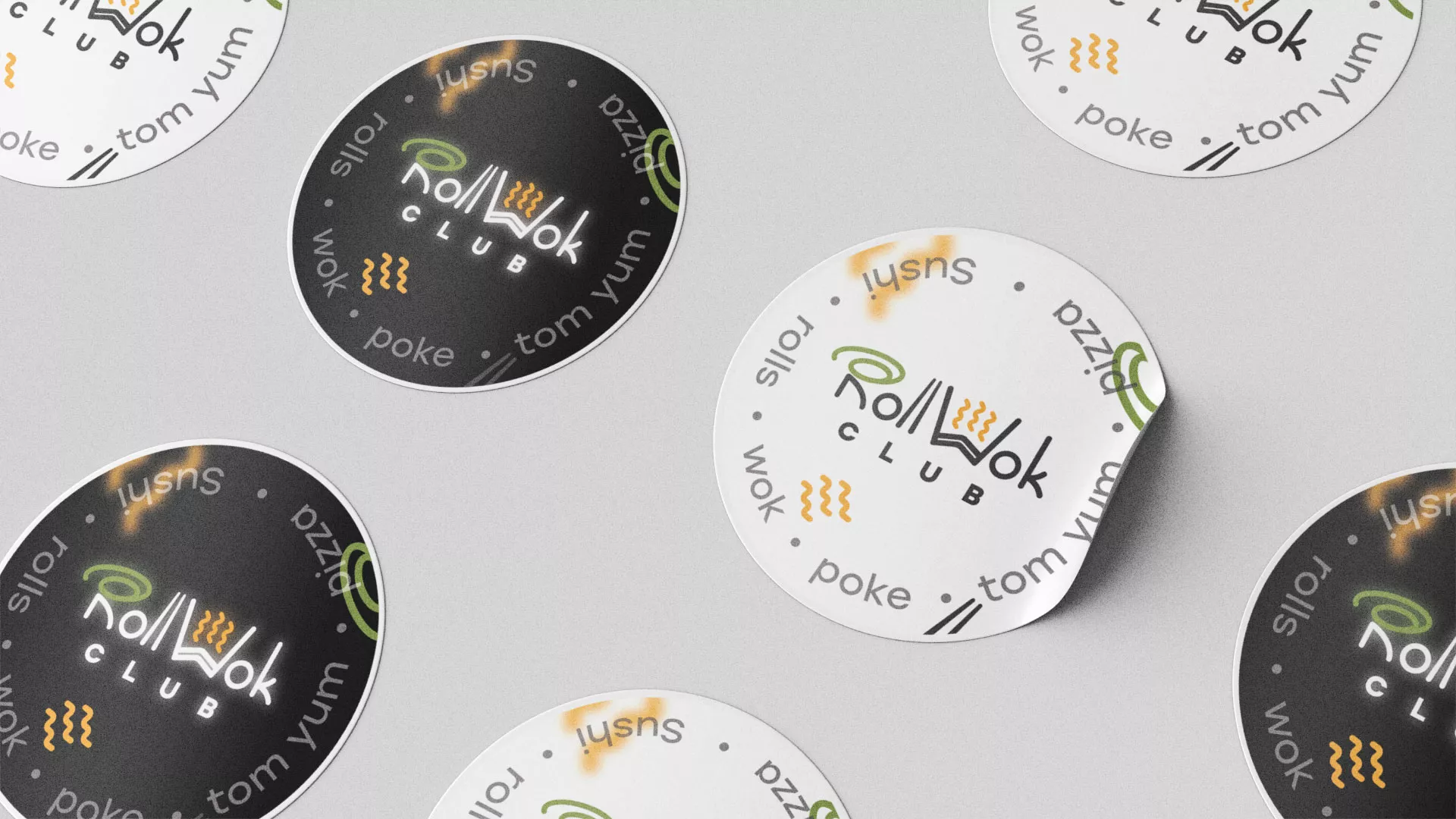 Разработка наклеек для суши-бара «Roll Wok Club» в Ворсме